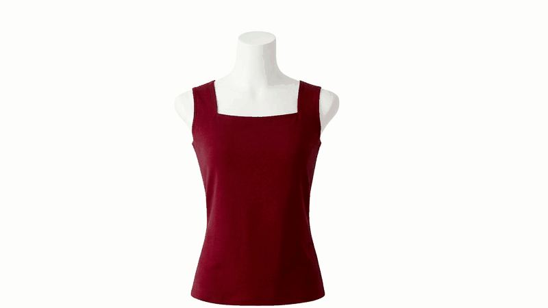 The tank's molded cups sewn in, sizes S to 6XL, ordered by the bust she has today