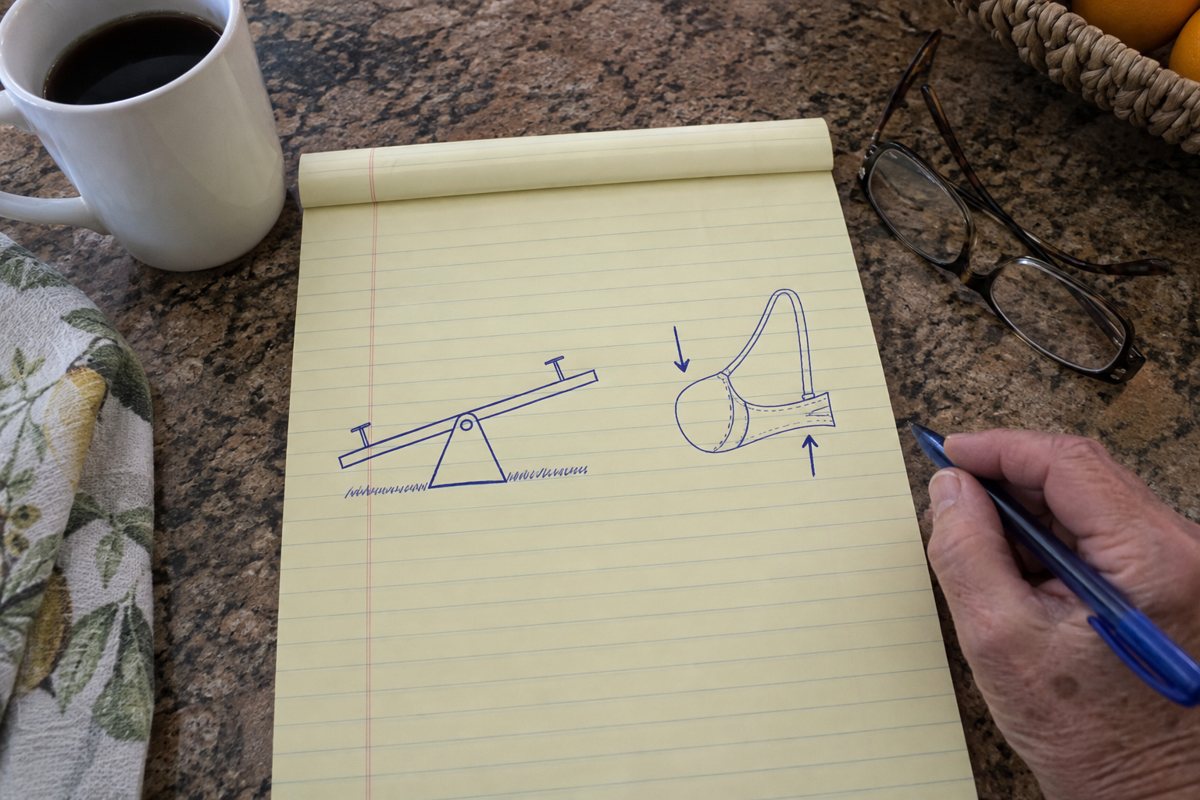 Marlene's sketch: a bra works like a seesaw