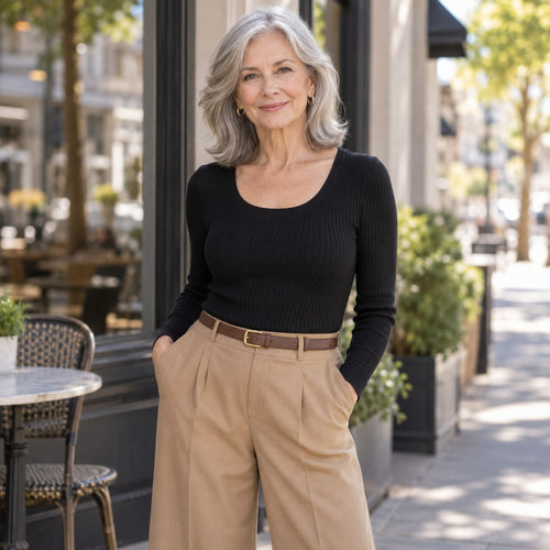 Ribbed Long-Sleeve Built-in Bra Top
