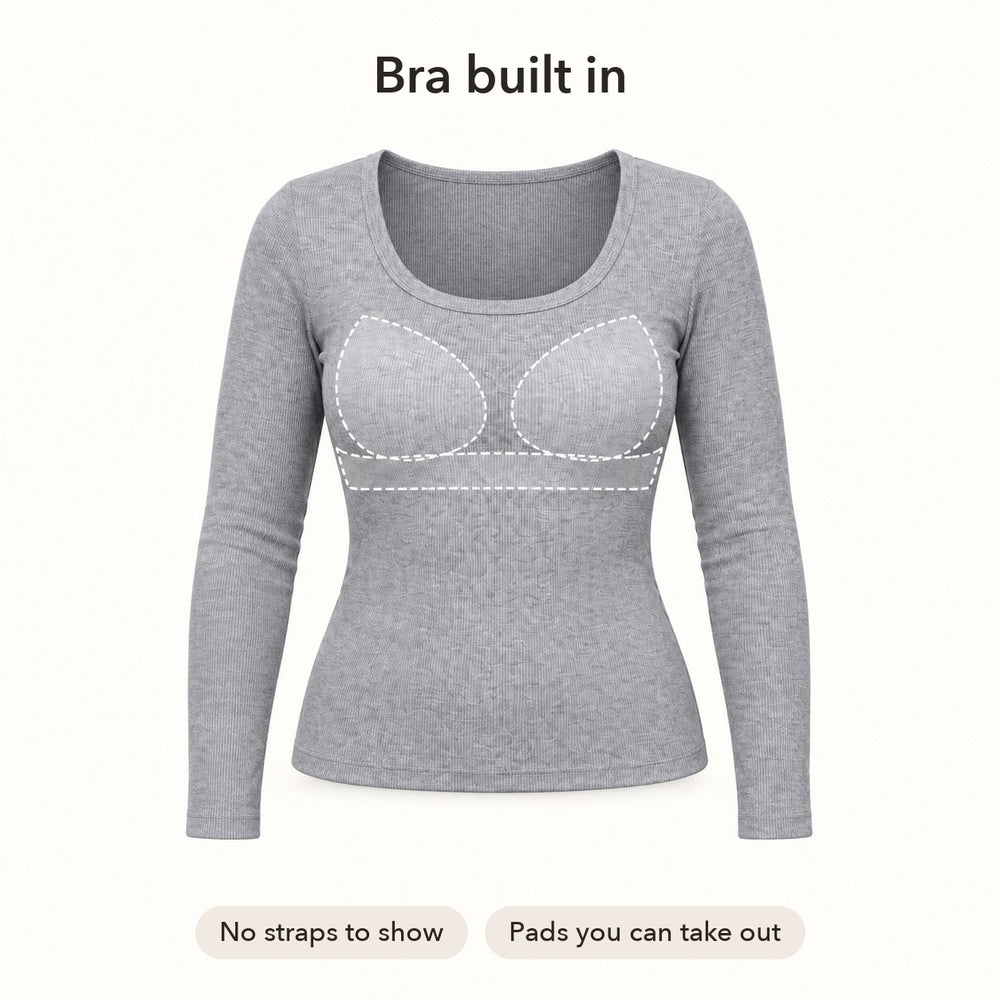Susie’s Ribbed Long-Sleeve Built-in Bra Top lifestyle