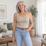Ribbed Cotton Built-in Bra Tank