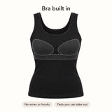 Ribbed Cotton Built-in Bra Tank