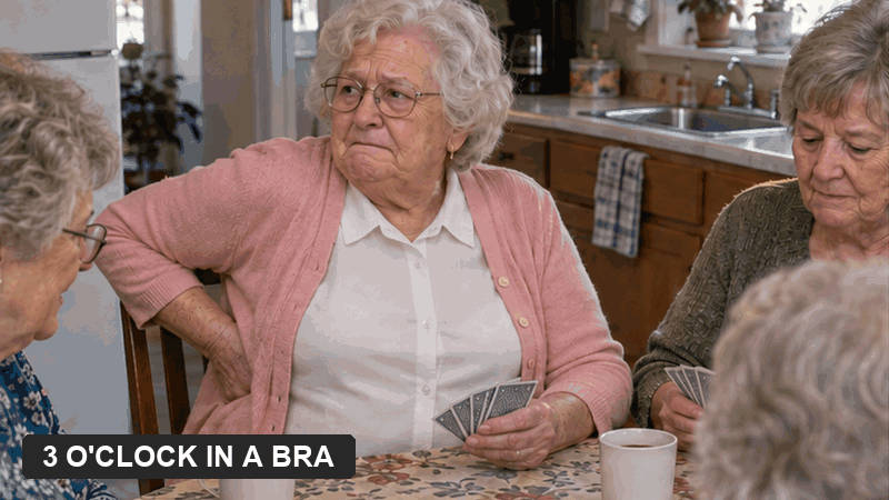 Dottie, 84: 3 o'clock in a bra, then 5 o'clock in the tank