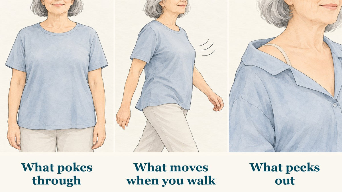 What a bra hides after 70: what pokes through, what moves when you walk, what peeks out