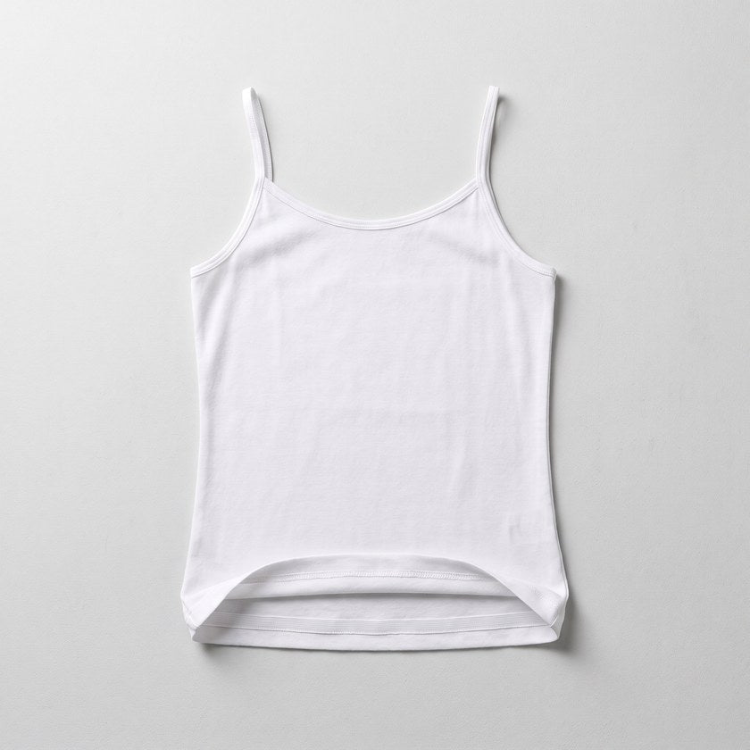 A cheap shelf-bra camisole with one thin strip across the chest